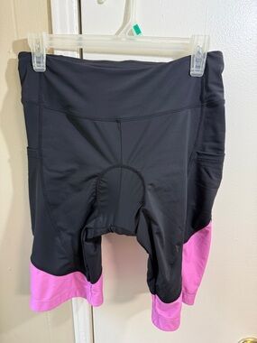 Womens Padded Cycling Shorts XL Black Pink Bike Shorts Pockets Sports Riding
